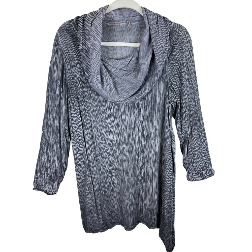 Soft Surroundings Gray Viscose Cowl Neck Gauze Fabric Lightweight Tunic Size M